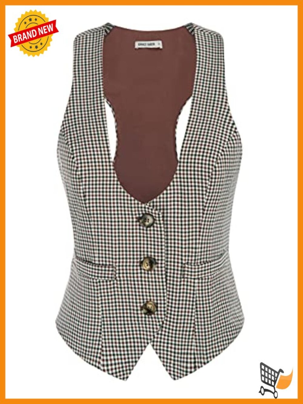 Women's Suit Vest Top Sleeveless Button Waistcoat for Work Office